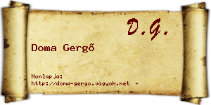 Doma Gergő névjegykártya